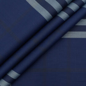 Nemesis Men's Giza Cotton Checks 2.25 Meter Unstitched Shirting Fabric (Dark Royal Blue)