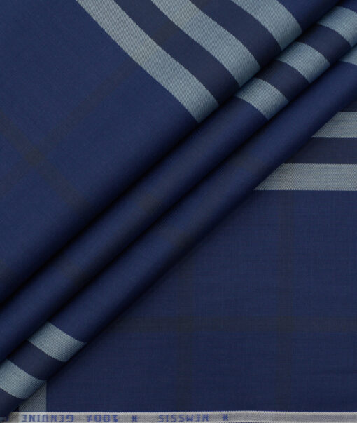 Nemesis Men's Giza Cotton Checks 2.25 Meter Unstitched Shirting Fabric (Dark Royal Blue)
