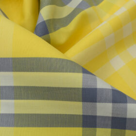 Nemesis Men's Giza Cotton Structured 2.25 Meter Unstitched Shirting Fabric (Yellow)