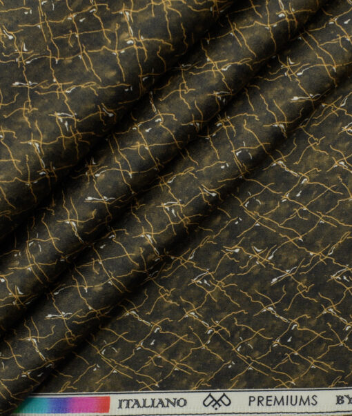 PEE GEE Men's Premium Cotton Printed 2.25 Meter Unstitched Shirting Fabric (Dark Brown)