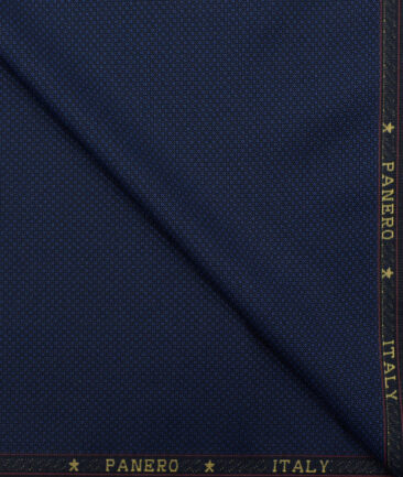 Panero Men's Wool Structured 3.75 Meter Unstitched Suiting Fabric (Dark Royal Blue)