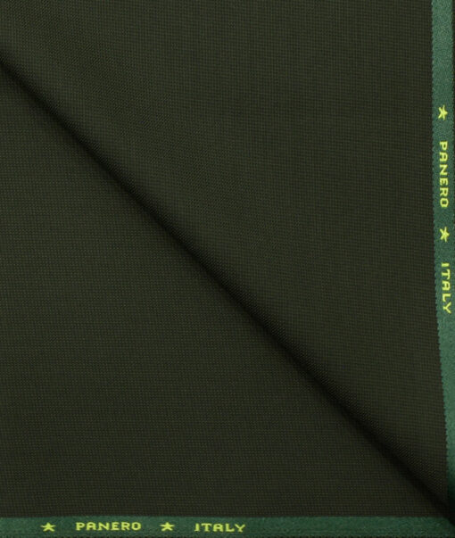 Panero Men's Terry Rayon Structured 3.75 Meter Unstitched Suiting Fabric (Dark Moss Green)