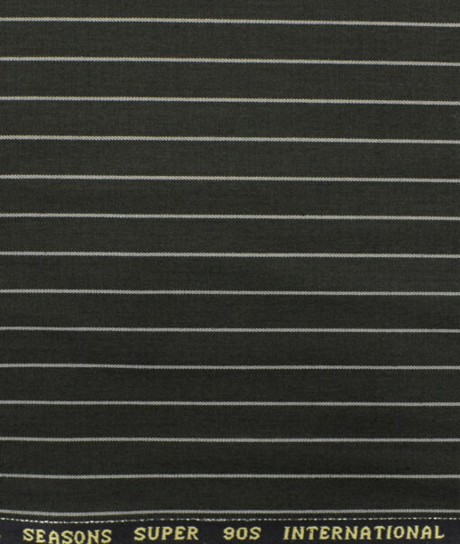 Panero Men's Wool Striped 3.75 Meter Unstitched Suiting Fabric (Blackish Grey)