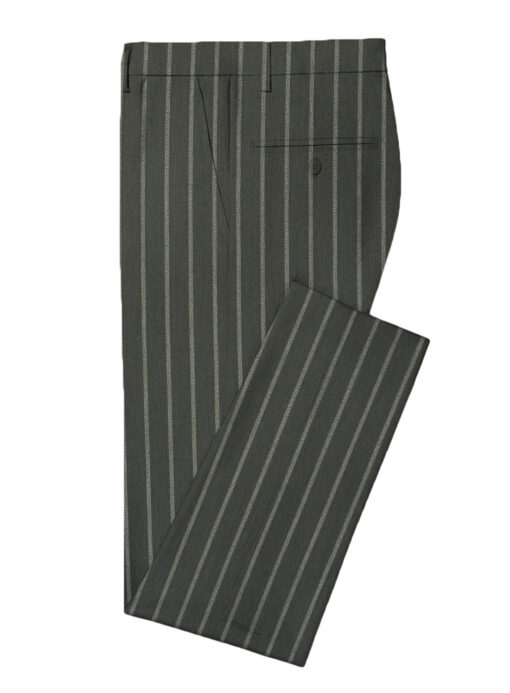 Panero Men's Wool Striped 3.75 Meter Unstitched Suiting Fabric (Dark Grey)