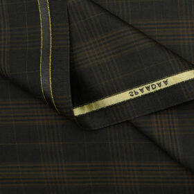 Spada Men's Terry Rayon Checks 3.75 Meter Unstitched Suiting Fabric (Black & Brown)