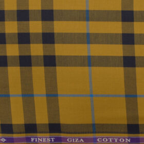 Soktas Men's Giza Cotton Checks 2.25 Meter Unstitched Shirting Fabric (Honey Orange)