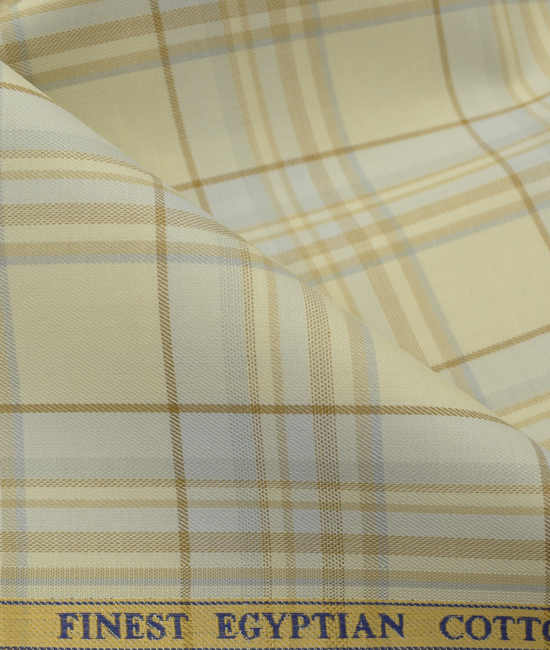 Soktas Men's Giza Cotton Checks 2.25 Meter Unstitched Shirting Fabric (Beige )