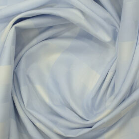 Soktas Men's Giza Cotton Checks 2.25 Meter Unstitched Shirting Fabric (White & Blue)