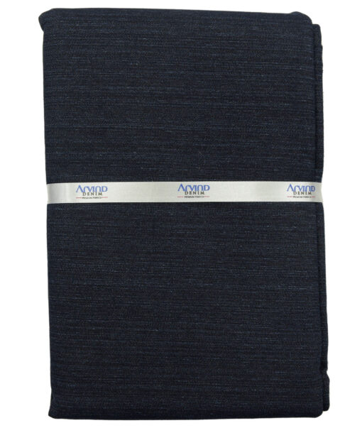 Arvind Men's Cotton Self Design 1.50 Meter Unstitched Jeans Fabric (Cobalt Blue)