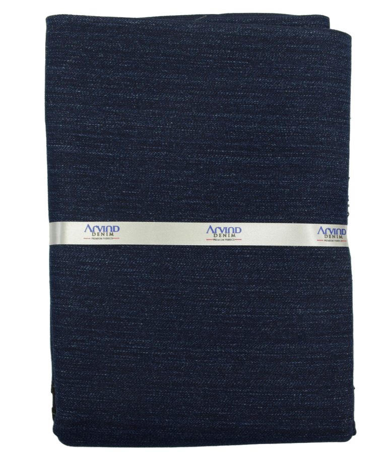 Arvind Men's Cotton Self Design 1.50 Meter Unstitched Jeans Fabric (Navy Blue)
