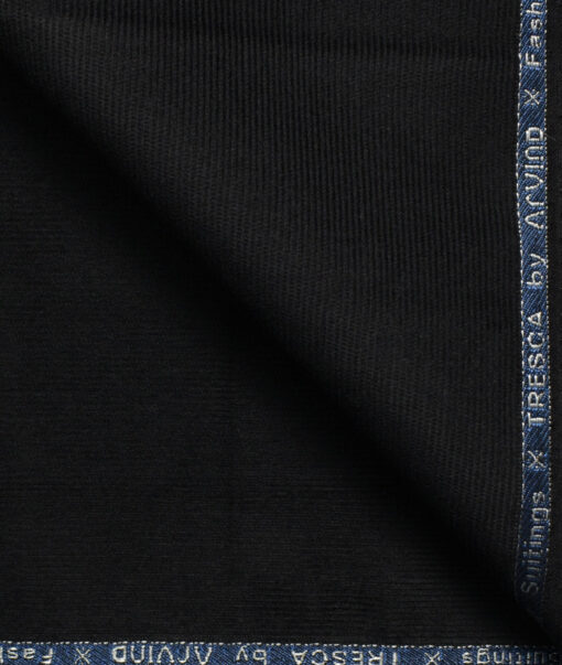 Arvind Men's Cotton Corduroy 1.50 Meter Unstitched Corduroy Trouser Fabric (Black)