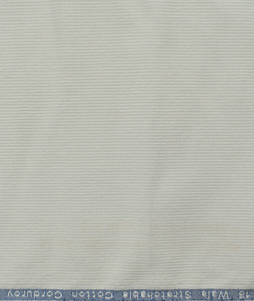 Arvind Men's Cotton Corduroy 1.50 Meter Unstitched Corduroy Trouser Fabric (White)