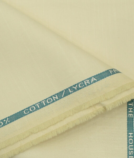 Burgoyne Men's Cotton Solids 1.50 Meter Unstitched Trouser Fabric (Cream)