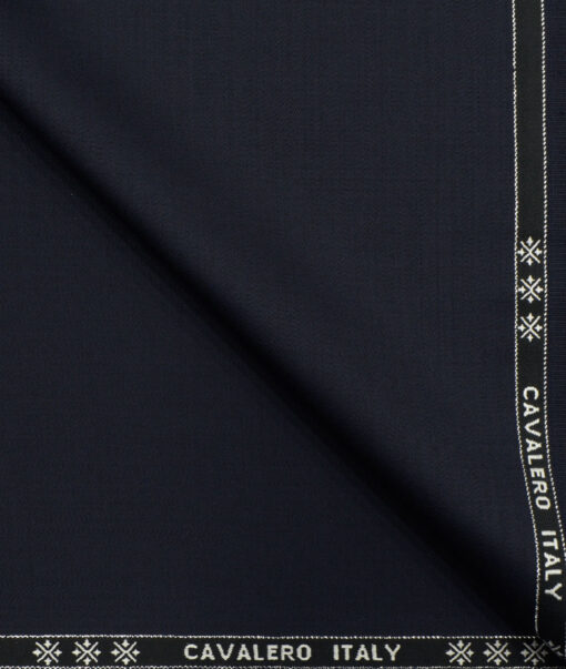 Cavalero Men's Wool Solids Super 150's3.75 Meter Unstitched Suiting Fabric (Navy Blue)