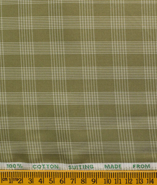 J.Hampstead Men's Cotton Checks 1.50 Meter Unstitched Trouser Fabric (Brown)