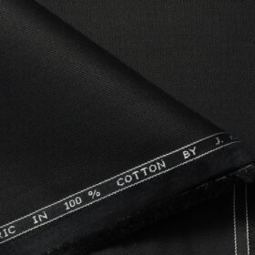J.Hampstead Men's Cotton Solids 1.50 Meter Unstitched Trouser Fabric (Black)