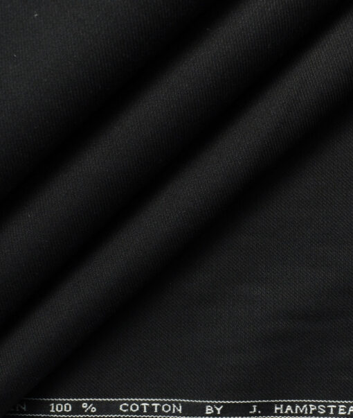 J.Hampstead Men's Cotton Solids 1.50 Meter Unstitched Trouser Fabric (Black)