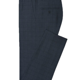 J.Hampstead Men's Wool Checks Super 90's3.75 Meter Unstitched Suiting Fabric (Blue)