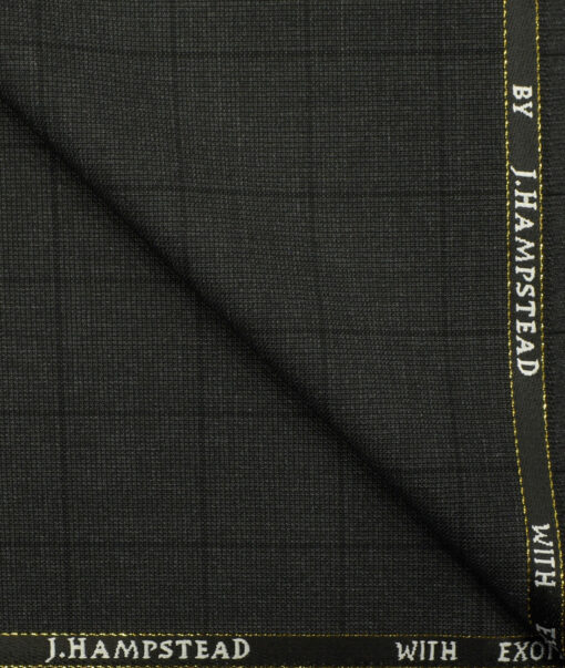 J.Hampstead Men's Wool Checks Super 90's 3.75 Meter Unstitched Suiting Fabric (Dark Grey)