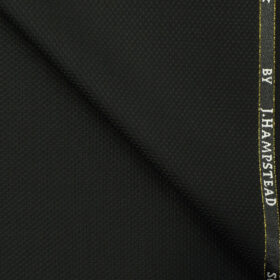 J.Hampstead Men's Wool Structured Super 100's 3.75 Meter Unstitched Suiting Fabric (Black)
