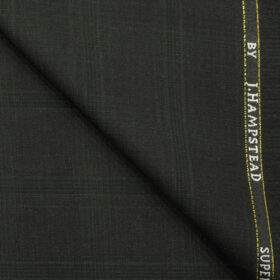 J.Hampstead Men's Wool Checks Super 100's3.75 Meter Unstitched Suiting Fabric (Dark Grey)