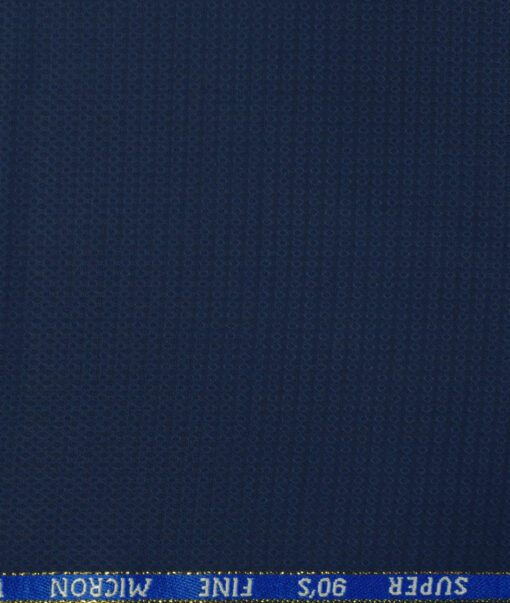 J.Hampstead Men's Wool Structured Super 90's 3.75 Meter Unstitched Suiting Fabric (Dark Royal Blue)