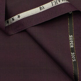 J.Hampstead Men's Wool Checks Super 100's 3.75 Meter Unstitched Suiting Fabric (Dark  Wine)