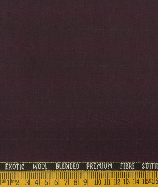 J.Hampstead Men's Wool Checks Super 100's 3.75 Meter Unstitched Suiting Fabric (Dark  Wine)