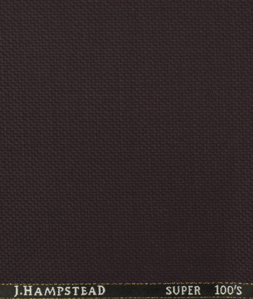 J.Hampstead Men's Wool Structured Super 100's 3.75 Meter Unstitched Suiting Fabric (Dark Wine)