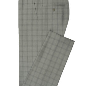J.Hampstead Men's Wool Checks Super 100's 3.75 Meter Unstitched Suiting Fabric (Light Grey)
