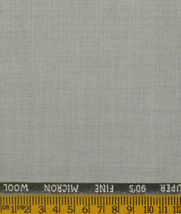 J.Hampstead Men's Wool Self Design Super 90's 3.75 Meter Unstitched Suiting Fabric (Light Grey)