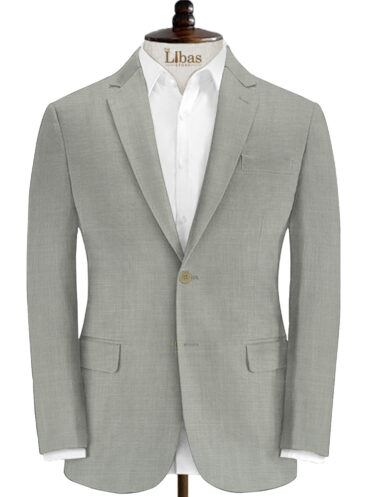 J.Hampstead Men's Wool Self Design Super 90's 3.75 Meter Unstitched Suiting Fabric (Light Grey)