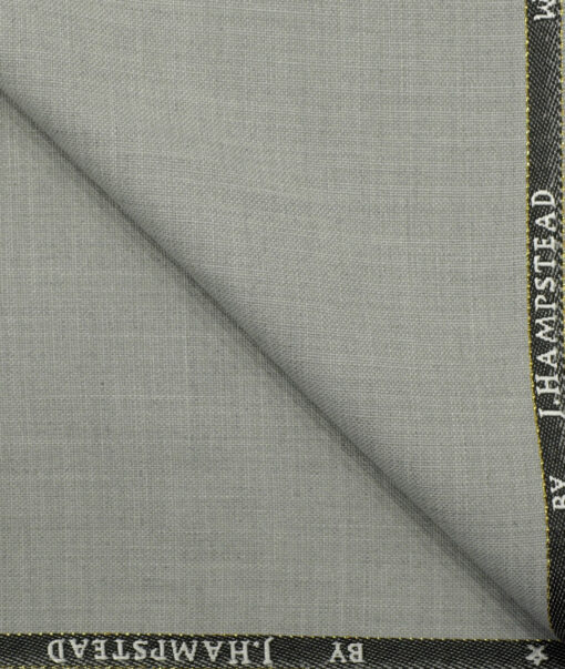 J.Hampstead Men's Wool Self Design Super 90's 3.75 Meter Unstitched Suiting Fabric (Light Grey)