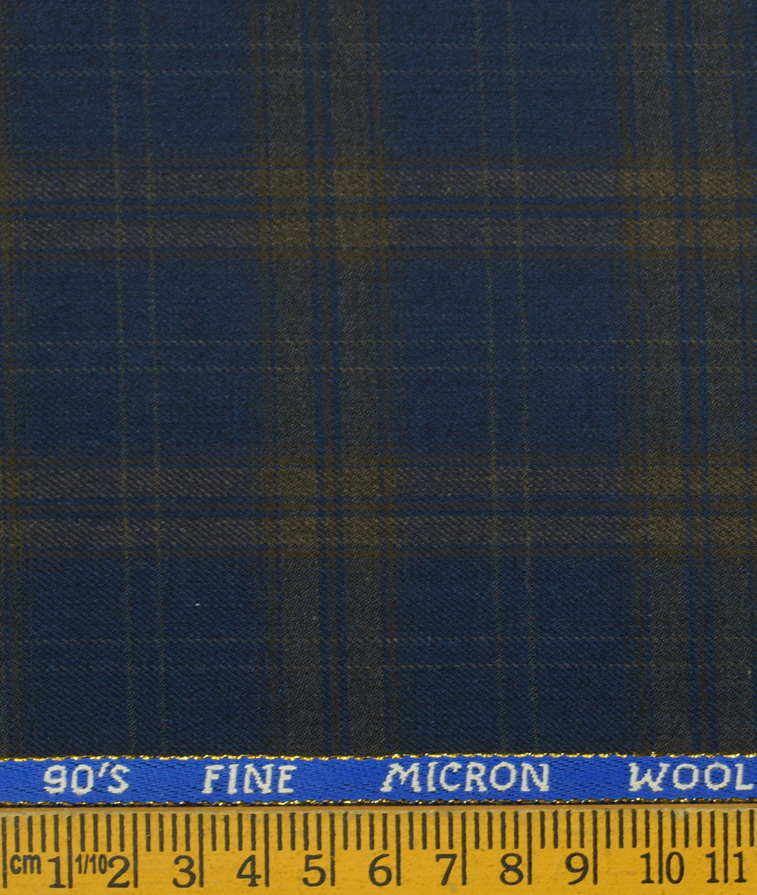 J.Hampstead Men's Wool Checks Super 90's 3.75 Meter Unstitched Suiting Fabric (Royal Blue)
