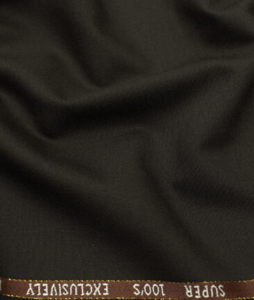 J.Hampstead Men's Wool Solids 3.75 Meter Unstitched Suiting Fabric (Dark Brown)