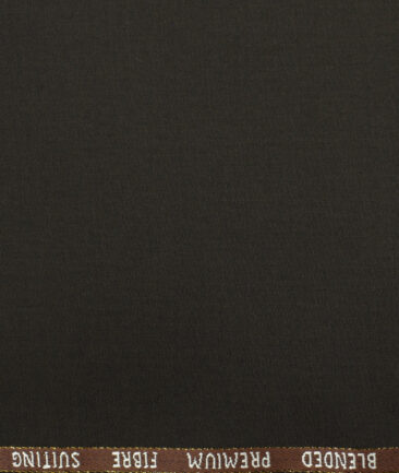 J.Hampstead Men's Wool Solids 3.75 Meter Unstitched Suiting Fabric (Dark Brown)