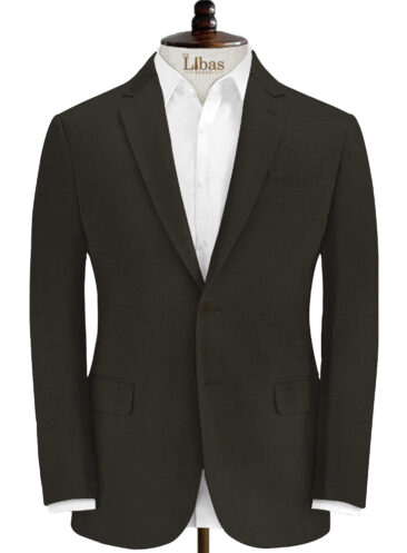 J.Hampstead Men's Wool Solids 3.75 Meter Unstitched Suiting Fabric (Dark Brown)