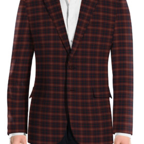 OCM Men's Wool Checks Very Fine  2 Meter Unstitched Tweed Jacketing & Blazer Fabric (Red)