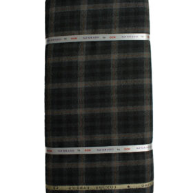 OCM Men's Wool Checks Very Fine  2 Meter Unstitched Tweed Jacketing & Blazer Fabric (Black)