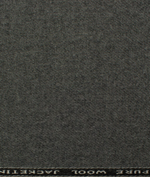 OCM Men's Wool Solids Thick  2.25 Meter Unstitched Tweed Jacketing & Blazer Fabric (Light Worsted Grey)
