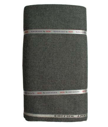 OCM Men's Wool Solids Thick  2.25 Meter Unstitched Tweed Jacketing & Blazer Fabric (Light Worsted Grey)