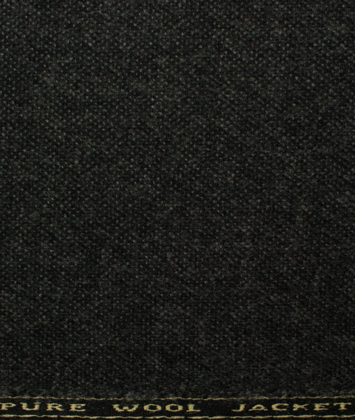 OCM Men's Wool Structured Thick  2 Meter Unstitched Tweed Jacketing & Blazer Fabric (Blackish Grey)