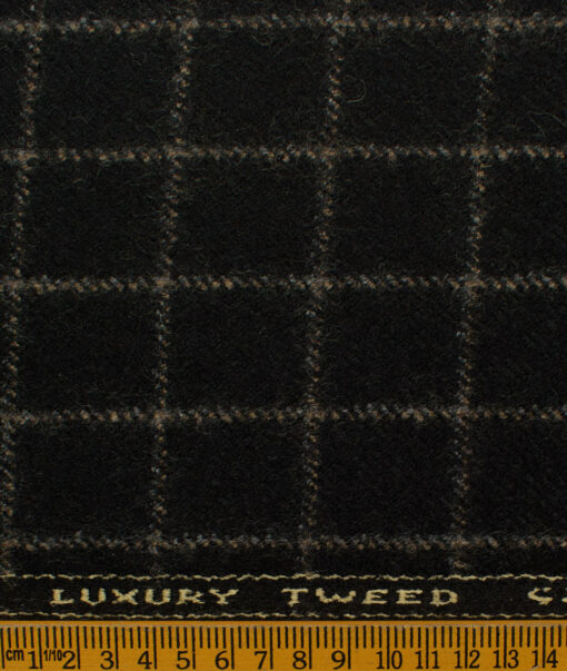 OCM Men's Wool Checks Very Thick  2 Meter Unstitched Tweed Jacketing & Blazer Fabric (Black)