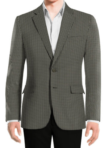 OCM Men's Wool Houndstooth Meduim  2 Meter Unstitched Tweed Jacketing & Blazer Fabric (White)