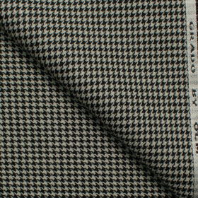 OCM Men's Wool Houndstooth Meduim  2 Meter Unstitched Tweed Jacketing & Blazer Fabric (White)