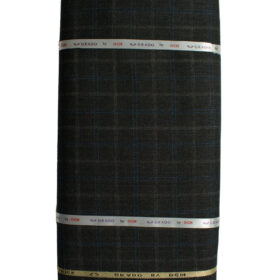 OCM Men's Wool Checks Meduim  2 Meter Unstitched Tweed Jacketing & Blazer Fabric (Black)