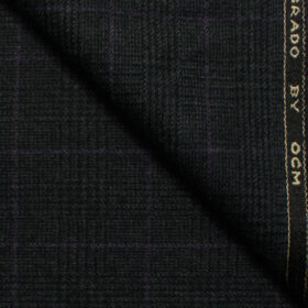 OCM Men's Wool Checks Very Fine  2 Meter Unstitched Tweed Jacketing & Blazer Fabric (Blackish Grey)