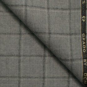 OCM Men's Wool Checks Very Fine  2 Meter Unstitched Tweed Jacketing & Blazer Fabric (Grey)