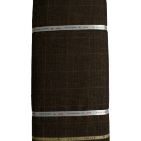 OCM Men's Wool Checks Fine 2 Meter Unstitched Tweed Jacketing & Blazer Fabric (Dark Brown)