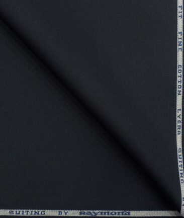 Raymond Men's Cotton Solids 1.50 Meter Unstitched Trouser Fabric (Dark Blue)